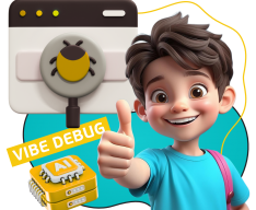 Тестирование & Vibe Debug. Охотники за багами - КИБЕРшкола программирования для детей, компьютерные курсы для школьников, начинающих и подростков - KIBERone г. Ковров